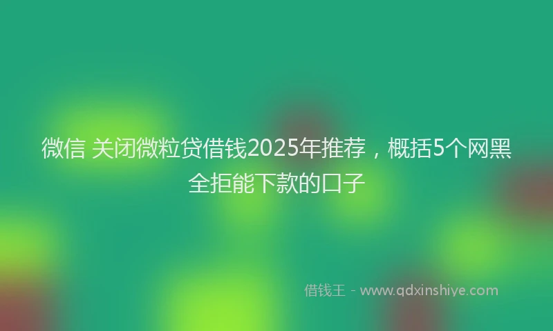 微信 关闭微粒贷借钱2025年推荐，概括5个网黑全拒能下款的口子
