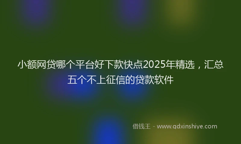小额网贷哪个平台好下款快点2025年精选，汇总五个不上征信的贷款软件