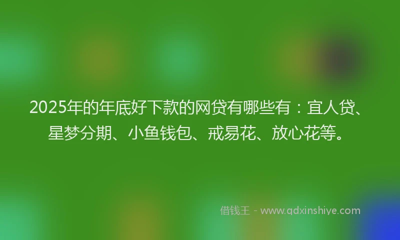2025年的年底好下款的网贷有哪些有：宜人贷、星梦分期、小鱼钱包、戒易花、放心花等。