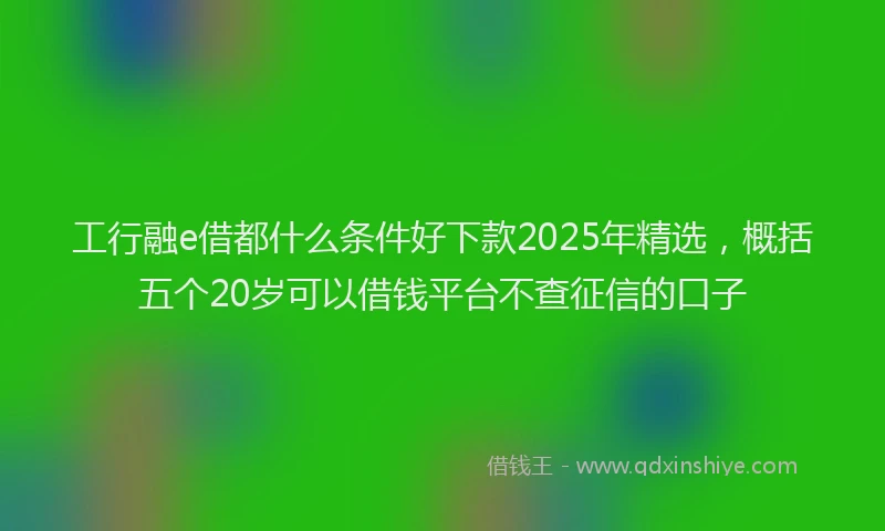 工行融e借都什么条件好下款2025年精选，概括五个20岁可以借钱平台不查征信的口子