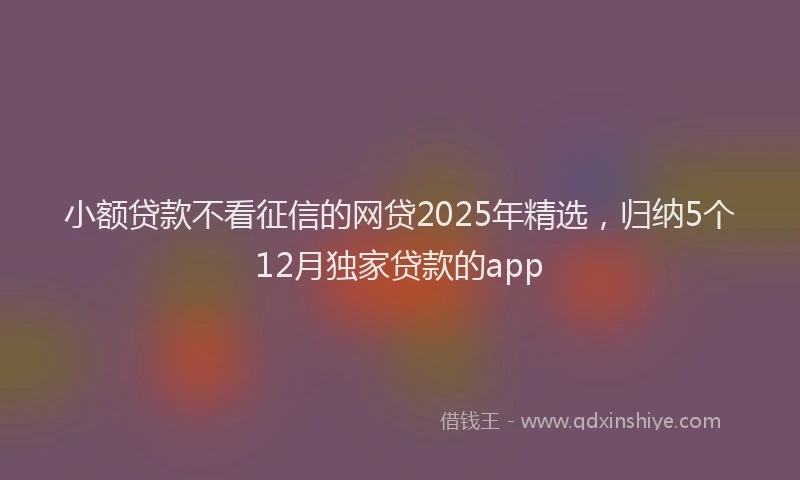 小额贷款不看征信的网贷2025年精选，归纳5个12月独家贷款的app