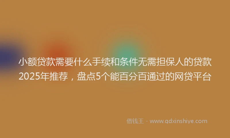 小额贷款需要什么手续和条件无需担保人的贷款2025年推荐，盘点5个能百分百通过的网贷平台