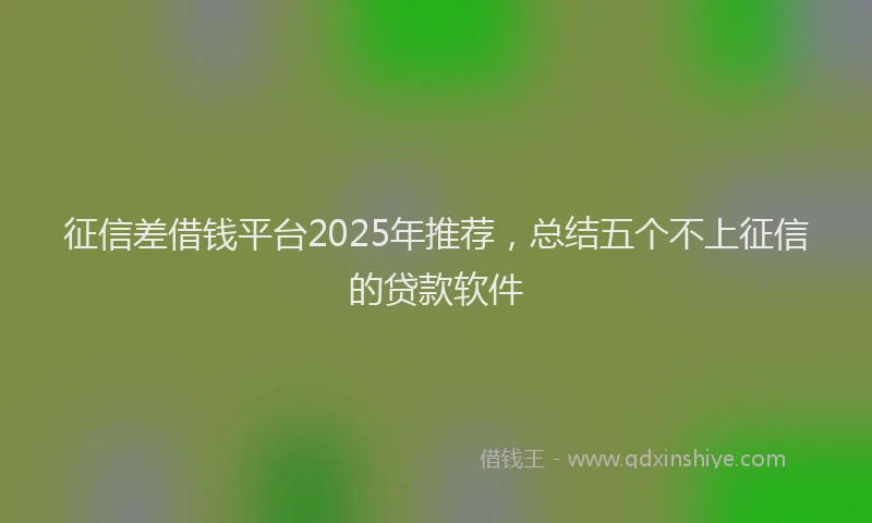 征信差借钱平台2025年推荐，总结五个不上征信的贷款软件