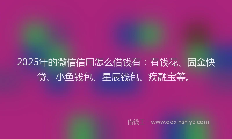 2025年的微信信用怎么借钱有：有钱花、固金快贷、小鱼钱包、星辰钱包、疾融宝等。
