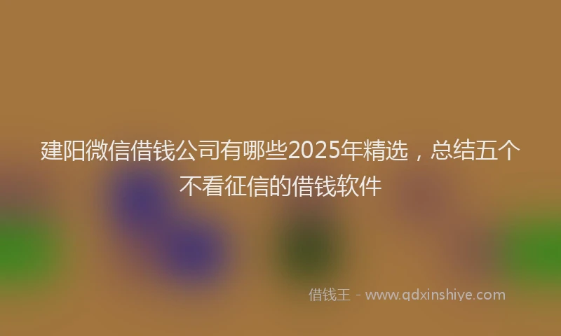 建阳微信借钱公司有哪些2025年精选，总结五个不看征信的借钱软件