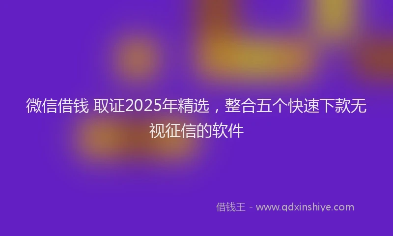 微信借钱 取证2025年精选，整合五个快速下款无视征信的软件