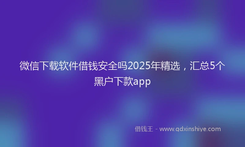 微信下载软件借钱安全吗2025年精选，汇总5个黑户下款app