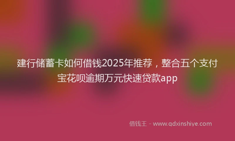 建行储蓄卡如何借钱2025年推荐，整合五个支付宝花呗逾期万元快速贷款app