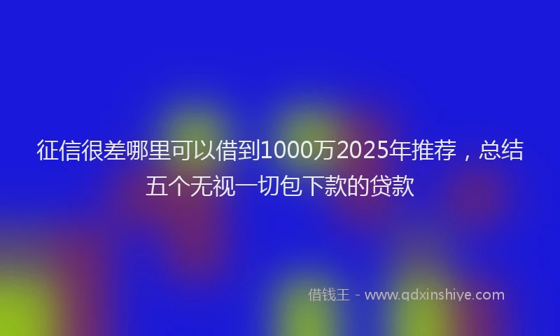 征信很差哪里可以借到1000万2025年推荐，总结五个无视一切包下款的贷款