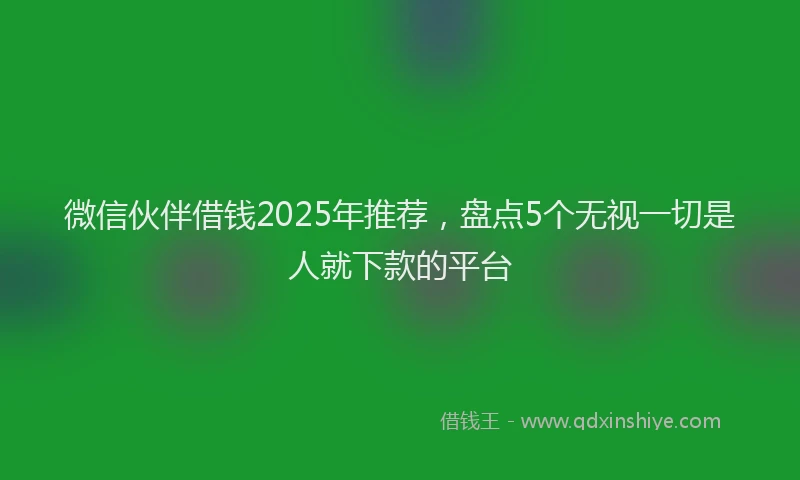微信伙伴借钱2025年推荐，盘点5个无视一切是人就下款的平台