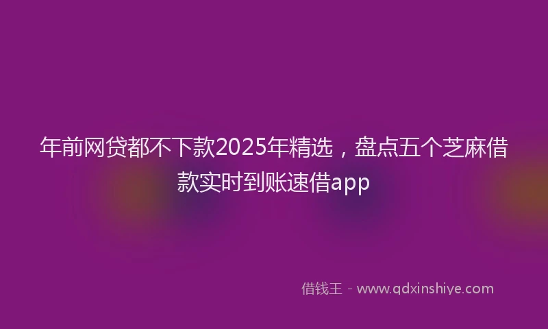 年前网贷都不下款2025年精选，盘点五个芝麻借款实时到账速借app