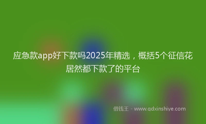 应急款app好下款吗2025年精选，概括5个征信花居然都下款了的平台