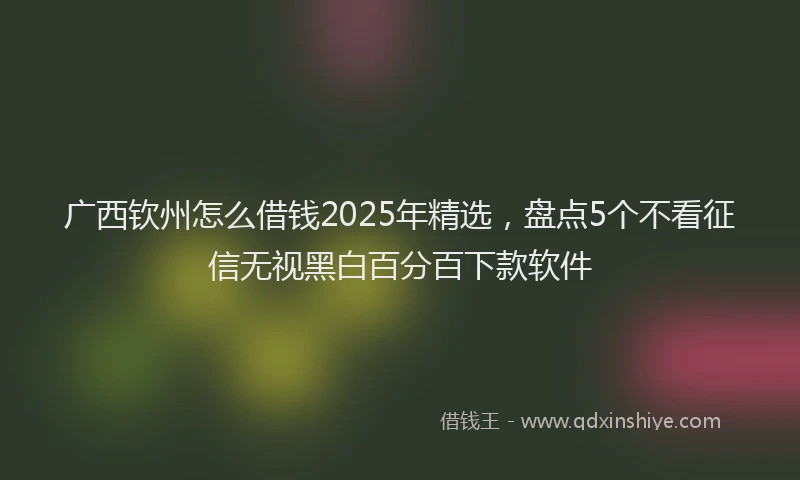 广西钦州怎么借钱2025年精选，盘点5个不看征信无视黑白百分百下款软件