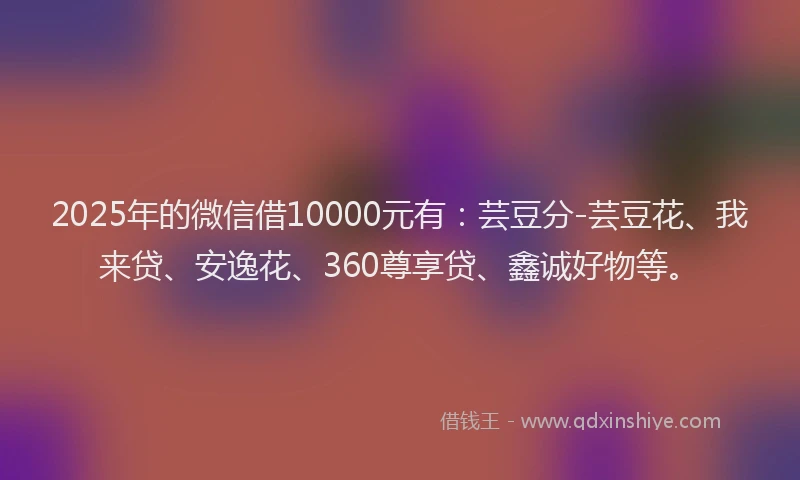 2025年的微信借10000元有：芸豆分-芸豆花、我来贷、安逸花、360尊享贷、鑫诚好物等。