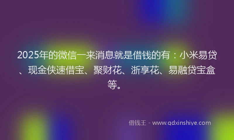 2025年的微信一来消息就是借钱的有：小米易贷、现金侠速借宝、聚财花、浙享花、易融贷宝盒等。