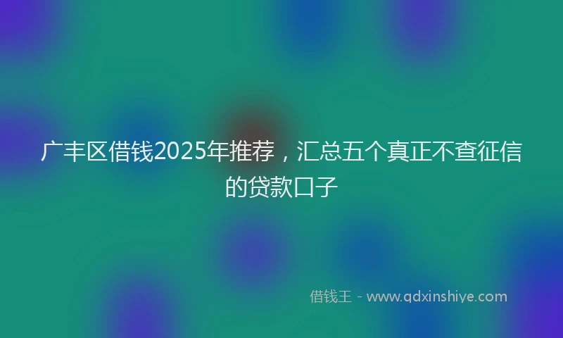 广丰区借钱2025年推荐，汇总五个真正不查征信的贷款口子