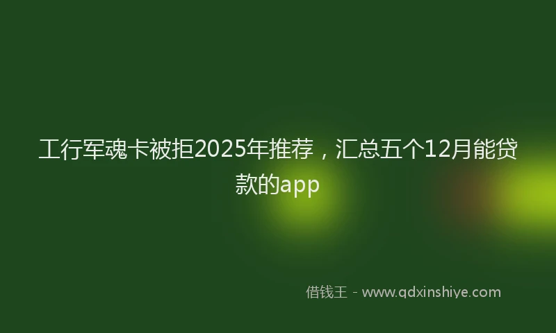 工行军魂卡被拒2025年推荐，汇总五个12月能贷款的app