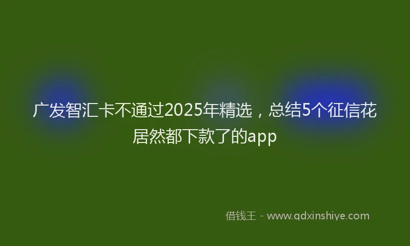 广发智汇卡不通过2025年精选，总结5个征信花居然都下款了的app