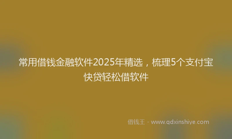 常用借钱金融软件2025年精选，梳理5个支付宝快贷轻松借软件