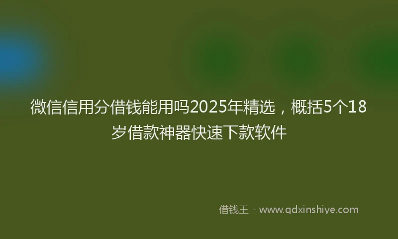 微信信用分借钱能用吗2025年精选，概括5个18岁借款神器快速下款软件