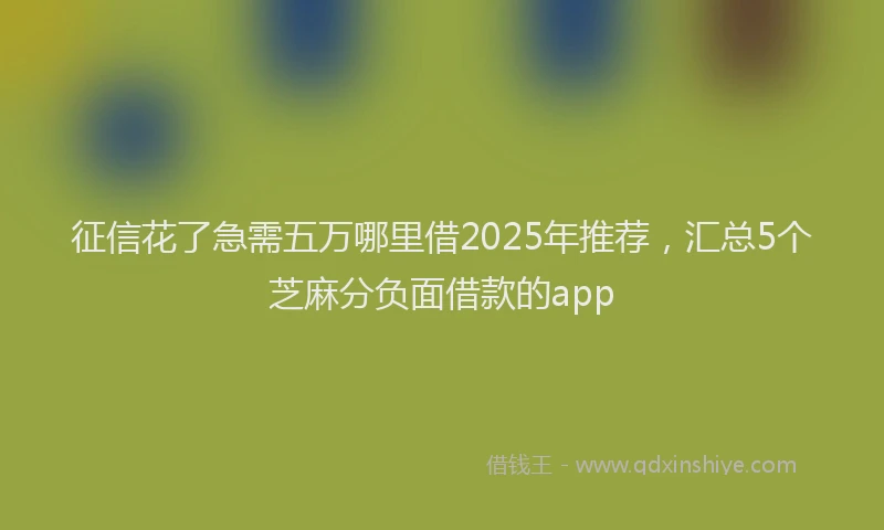 征信花了急需五万哪里借2025年推荐，汇总5个芝麻分负面借款的app