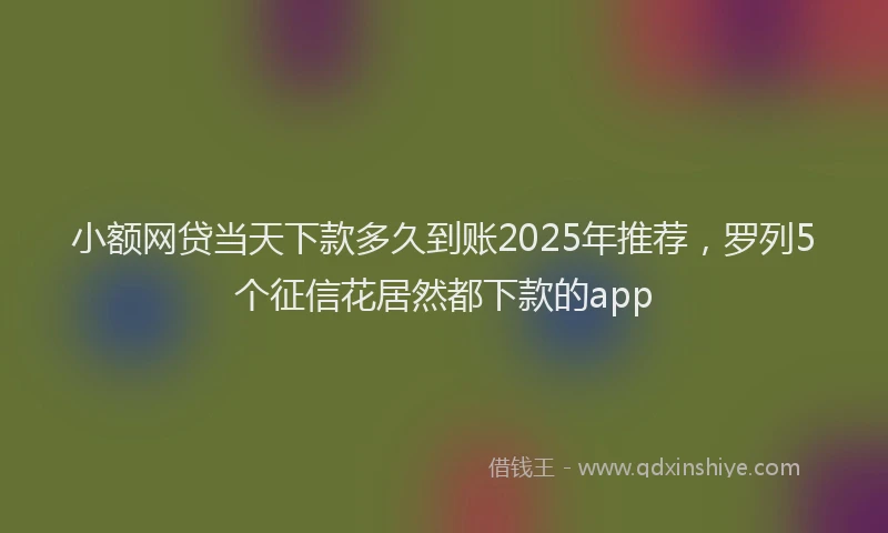 小额网贷当天下款多久到账2025年推荐，罗列5个征信花居然都下款的app