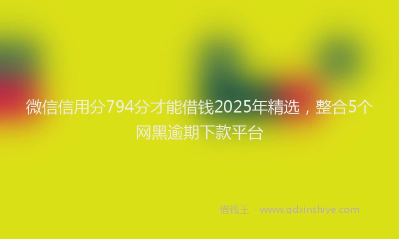 微信信用分794分才能借钱2025年精选，整合5个网黑逾期下款平台