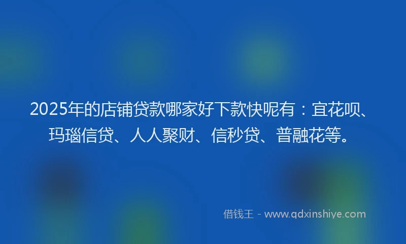 2025年的店铺贷款哪家好下款快呢有：宜花呗、玛瑙信贷、人人聚财、信秒贷、普融花等。