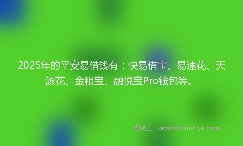 2025年的平安易借钱有：快易借宝、易速花、天源花、金租宝、融悦宝Pro钱包等。