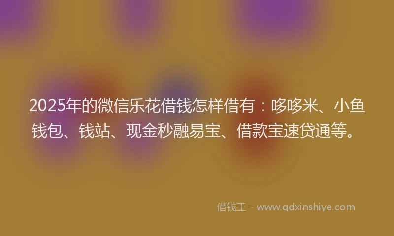 2025年的微信乐花借钱怎样借有：哆哆米、小鱼钱包、钱站、现金秒融易宝、借款宝速贷通等。