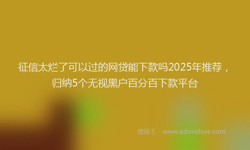 征信太烂了可以过的网贷能下款吗2025年推荐，归纳5个无视黑户百分百下款平台