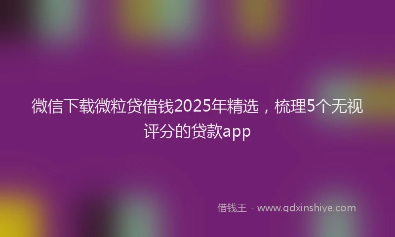 微信下载微粒贷借钱2025年精选，梳理5个无视评分的贷款app