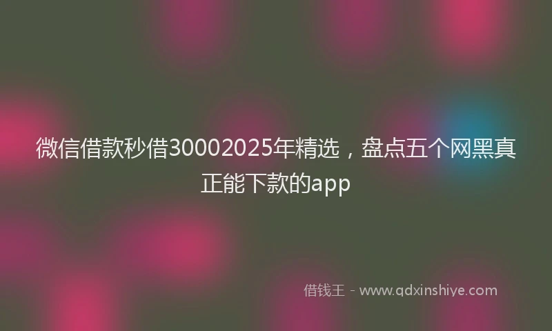微信借款秒借30002025年精选，盘点五个网黑真正能下款的app