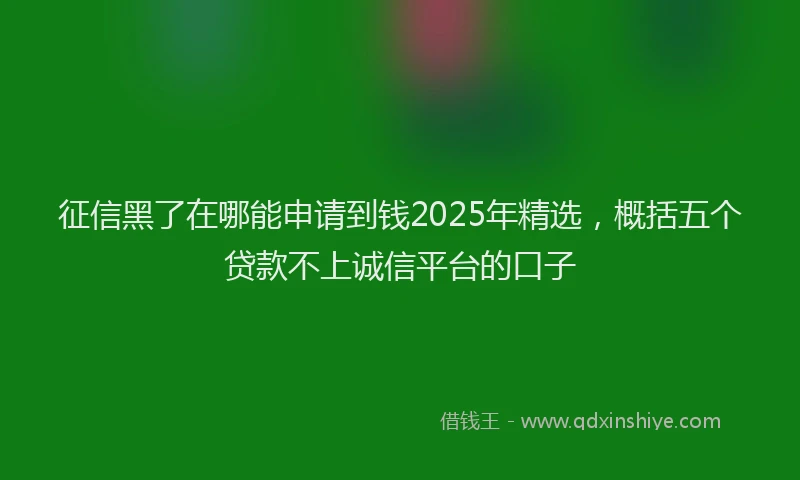 征信黑了在哪能申请到钱2025年精选，概括五个贷款不上诚信平台的口子