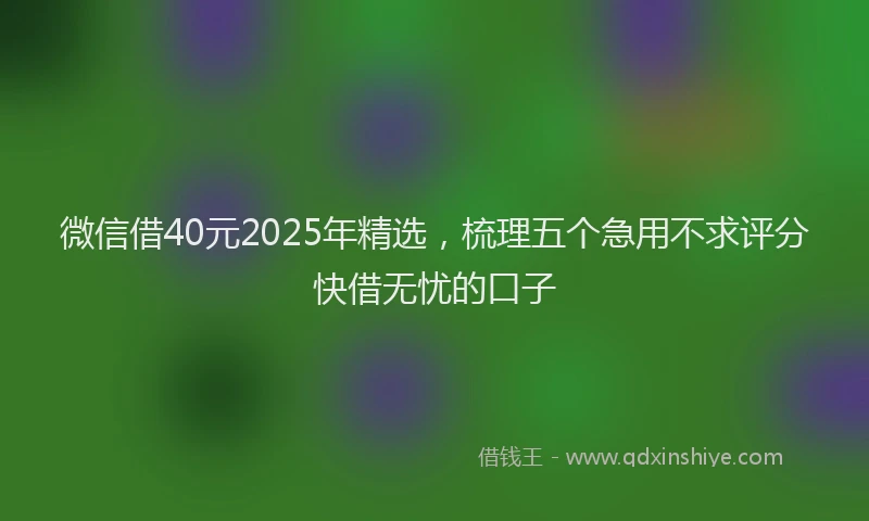 微信借40元2025年精选，梳理五个急用不求评分快借无忧的口子