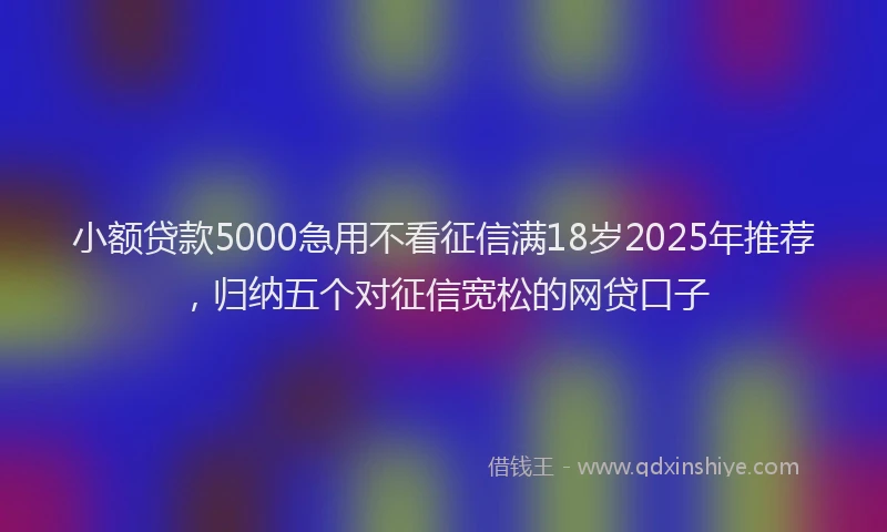 小额贷款5000急用不看征信满18岁2025年推荐，归纳五个对征信宽松的网贷口子