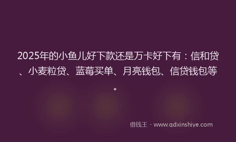 2025年的小鱼儿好下款还是万卡好下有：信和贷、小麦粒贷、蓝莓买单、月亮钱包、信贷钱包等。