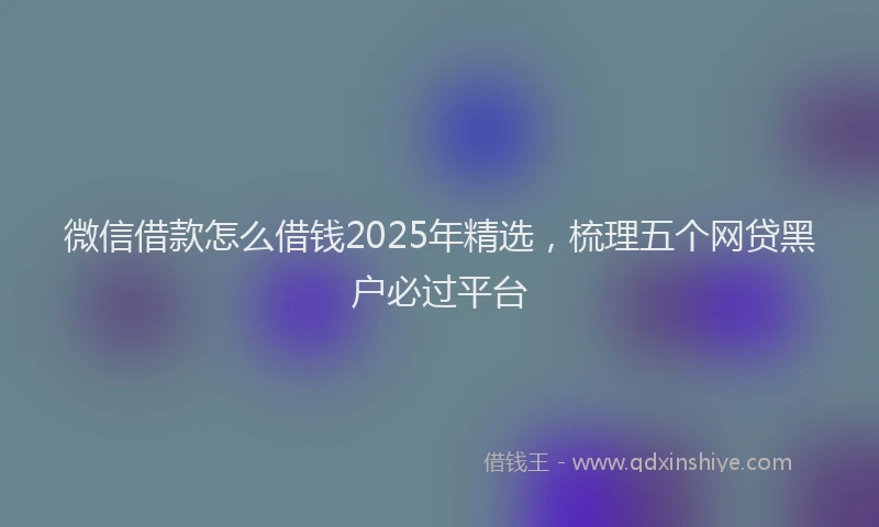 微信借款怎么借钱2025年精选，梳理五个网贷黑户必过平台