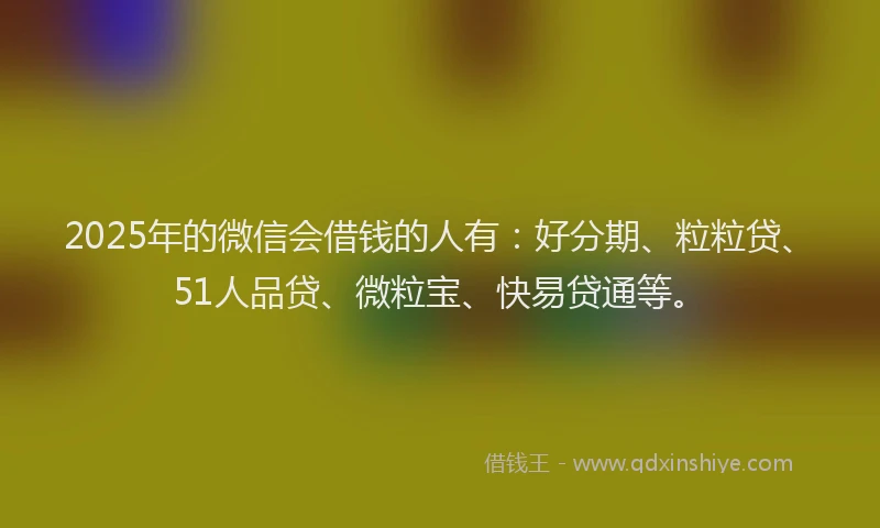 2025年的微信会借钱的人有：好分期、粒粒贷、51人品贷、微粒宝、快易贷通等。