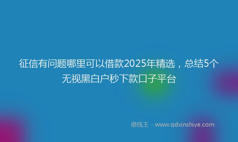 征信有问题哪里可以借款2025年精选，总结5个无视黑白户秒下款口子平台