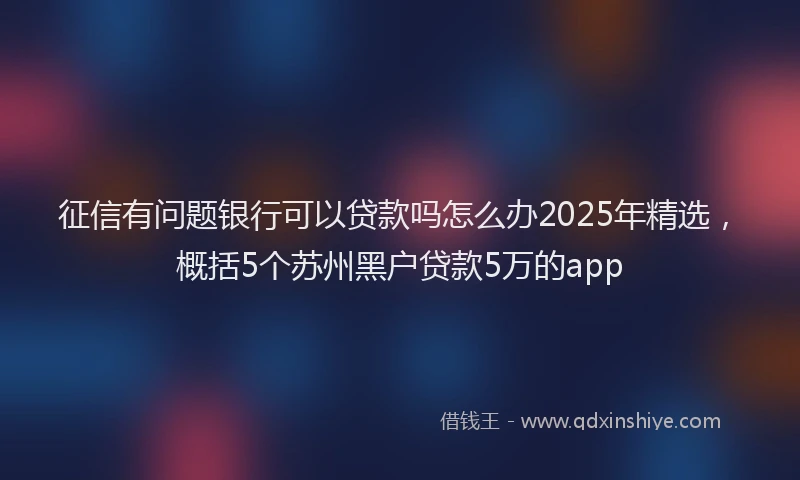征信有问题银行可以贷款吗怎么办2025年精选，概括5个苏州黑户贷款5万的app