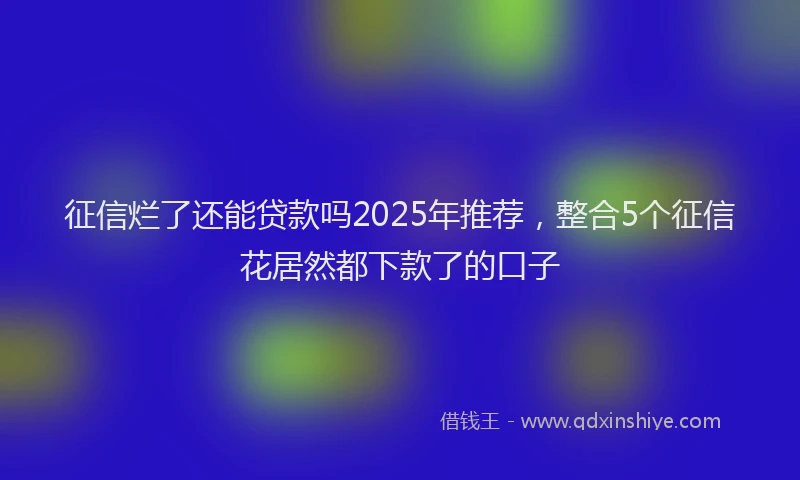 征信烂了还能贷款吗2025年推荐，整合5个征信花居然都下款了的口子
