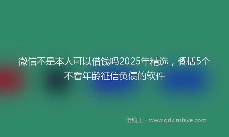 微信不是本人可以借钱吗2025年精选，概括5个不看年龄征信负债的软件