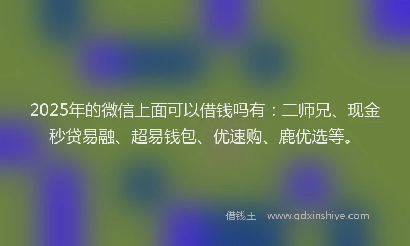 2025年的微信上面可以借钱吗有：二师兄、现金秒贷易融、超易钱包、优速购、鹿优选等。