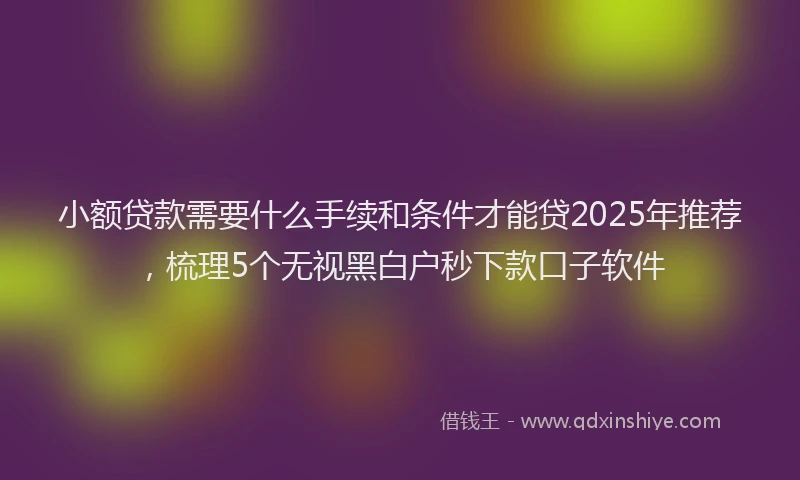 小额贷款需要什么手续和条件才能贷2025年推荐，梳理5个无视黑白户秒下款口子软件