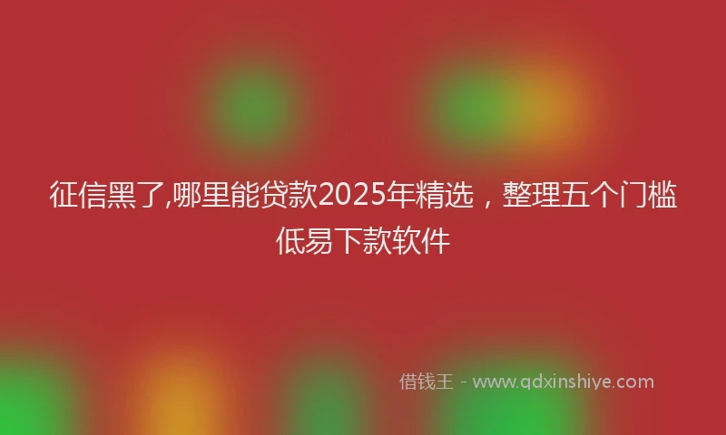征信黑了,哪里能贷款2025年精选，整理五个门槛低易下款软件