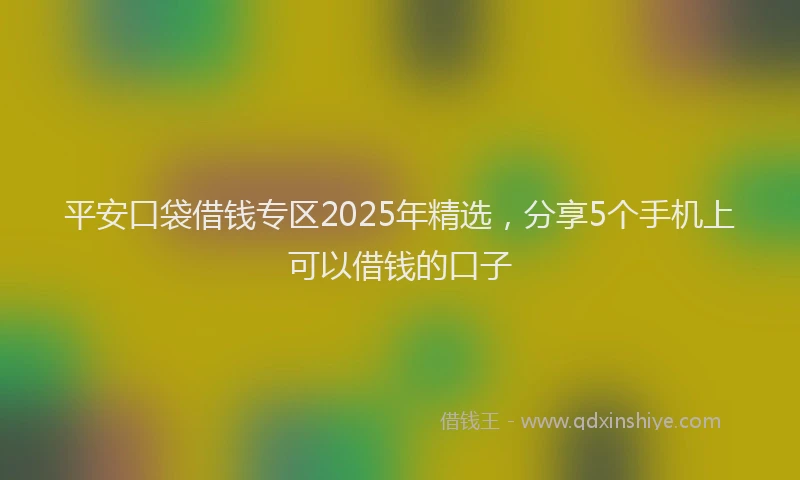 平安口袋借钱专区2025年精选，分享5个手机上可以借钱的口子