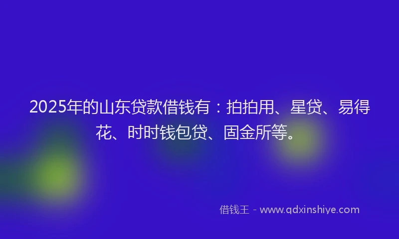 2025年的山东贷款借钱有：拍拍用、星贷、易得花、时时钱包贷、固金所等。