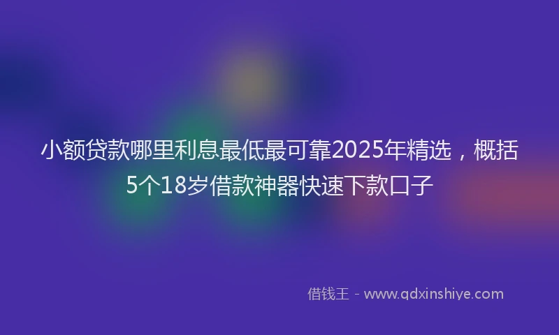 小额贷款哪里利息最低最可靠2025年精选，概括5个18岁借款神器快速下款口子