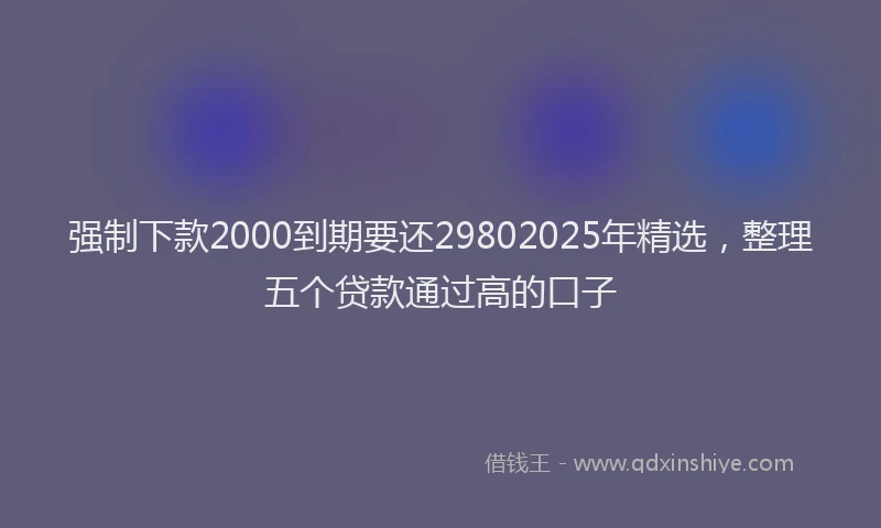 强制下款2000到期要还29802025年精选，整理五个贷款通过高的口子